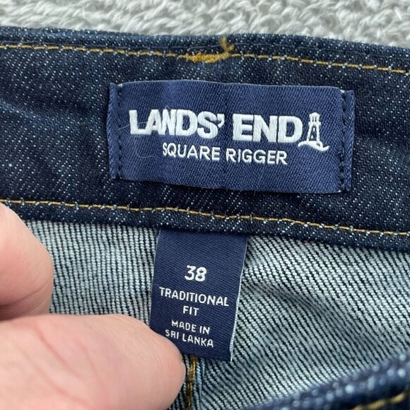 Lands End Square Rigger Mens Traditional Fit Jeans 38 Dark Wash Denim 0625 - Picture 3 of 11